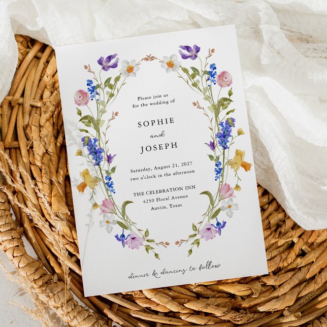 Invitation Brillant Boho Floral Wreath | Mariage (Créateur téléchargé)