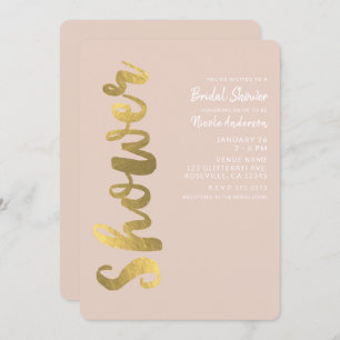Invitation Brillant Faux Gold Foil Fête des mariées en glamme