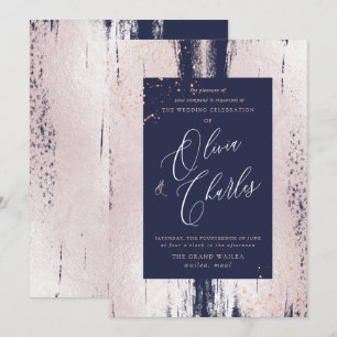 Invitation Brillant, Faux Metallic Pinceau Rose Bleu