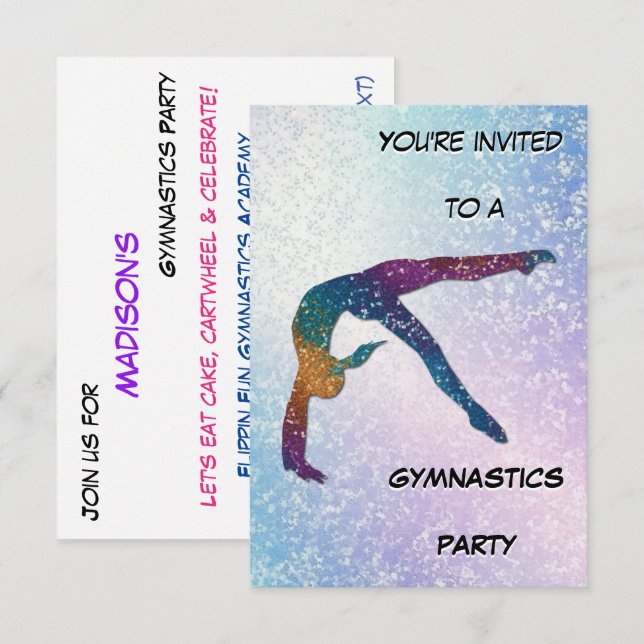 Invitation Brillante pour Fête de Gymnastique (Devant / Derrière)