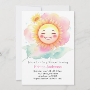 Invitation Brille Sur Le Petit Baby shower Sunshine Girl