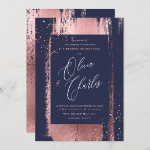 Invitation Briller, Faux Rose métallique Brush Stroke Or