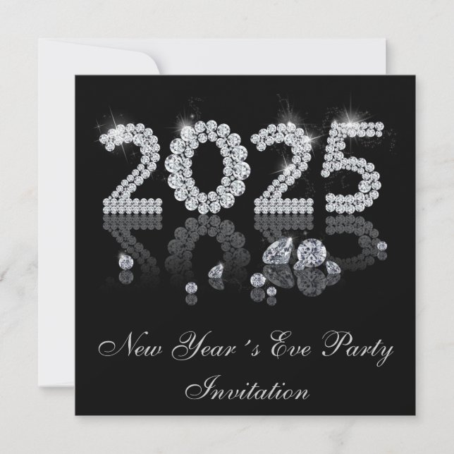 Invitation Brilliant Diamonds Luxury Nouvel An 2025 (Devant)
