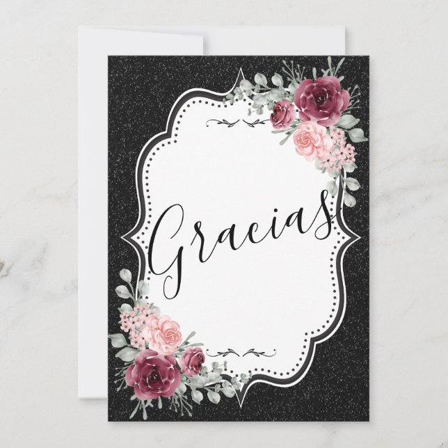 Invitation Brilliantina Negro y Rojas Tarjeta de agradecimien (Devant)
