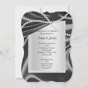 Invitation Brin en diamant noir argent élégant mariage person