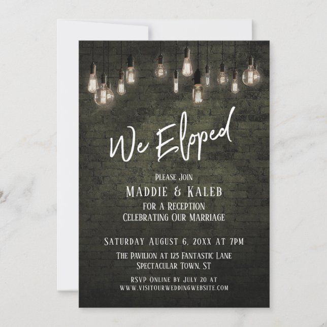 Invitation Brique industrielle avec lumières d'Edison, nous n (Devant)