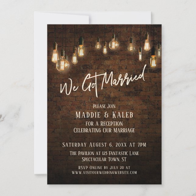 Invitation Brique industrielle avec lumières d'Edison Nous so (Devant)