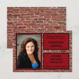Invitation Brique, Rouge & Noir avec annonce photo-3x5Grad