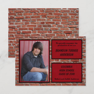 Invitation Brique, Rouge & Noir avec annonce Photo-3x5Grad