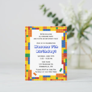 Invitation Briques colorées Blocs de construction Anniversair