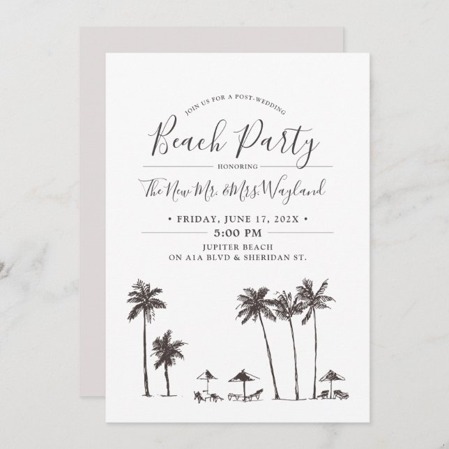 Invitation Brise de Palmier | Fête de Plage Après-Mariage (Devant / Derrière)