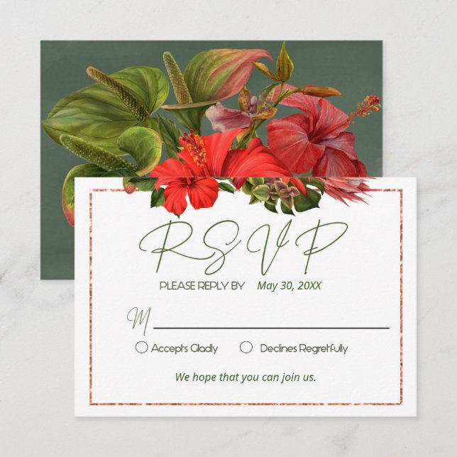 Invitation Brise Tropicale Végétation Luxuriante RSVP (Devant / Derrière)