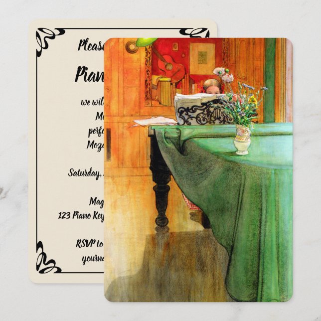 Invitation Brita au piano de Carl Larsson, Audition musicale (Devant / Derrière)