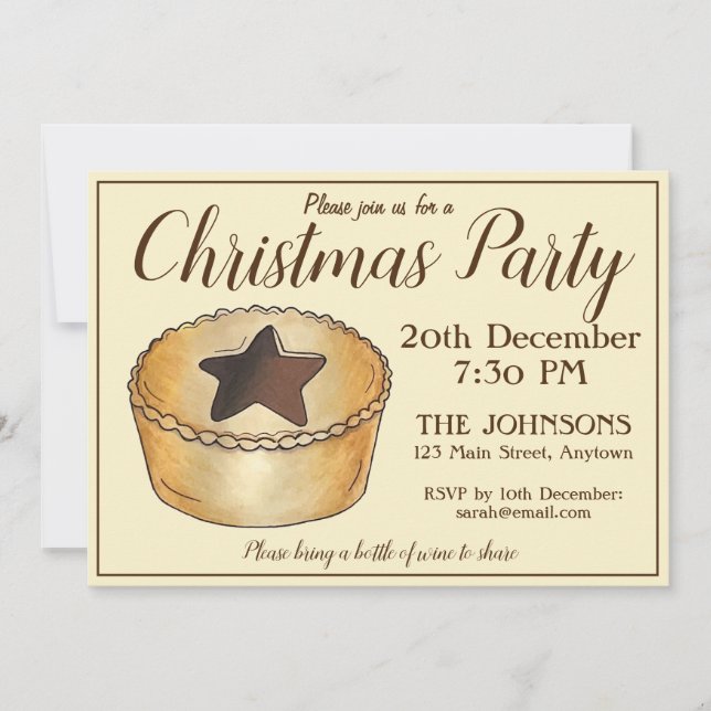 Invitation British Christmas Mince Pie Festive Festive de Noë (Devant)