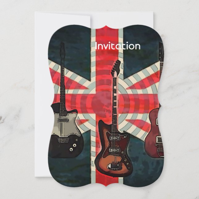 Invitation British Union Jack Flag Rock Roll Electric Guitar (Devant)