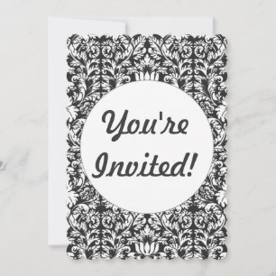 Invitation Brocard de dentelle en damas noir et blanc vintage