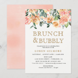 Invitation Brochure d'or Brunch floral et douche à bulles