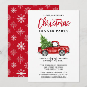 Invitation Brochure Script Camion rouge Flammes de neige fête