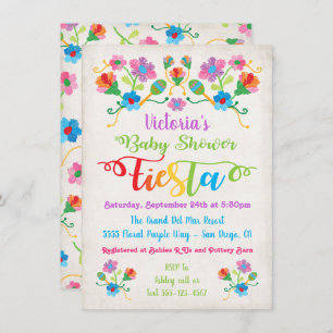 Invitation Broderie d'art populaire Baby shower Fiesta mexica