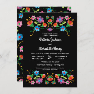 Invitation Broderie Floral Folal Art Mariage