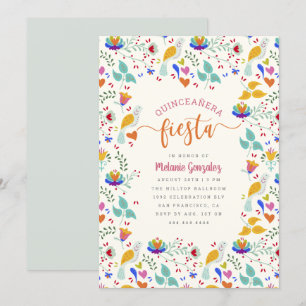 Invitation Broderie florale mexicaine Quinceañera Fiesta