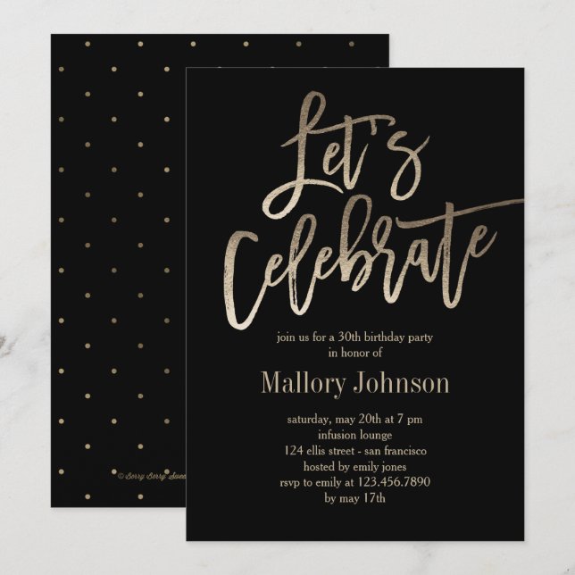 Invitation Brohed Glimmer Fêtons l'invitation de la fête (Devant / Derrière)