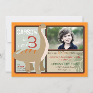 Invitation Brontosaurus Dinosaur Troisième anniversaire