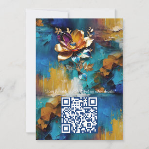 Invitation bronze Abstrait, style baroque bleu or