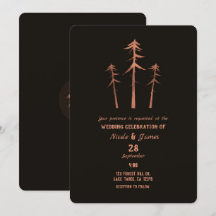 Invitation Bronze de cuivre grands pins Mariage rustique