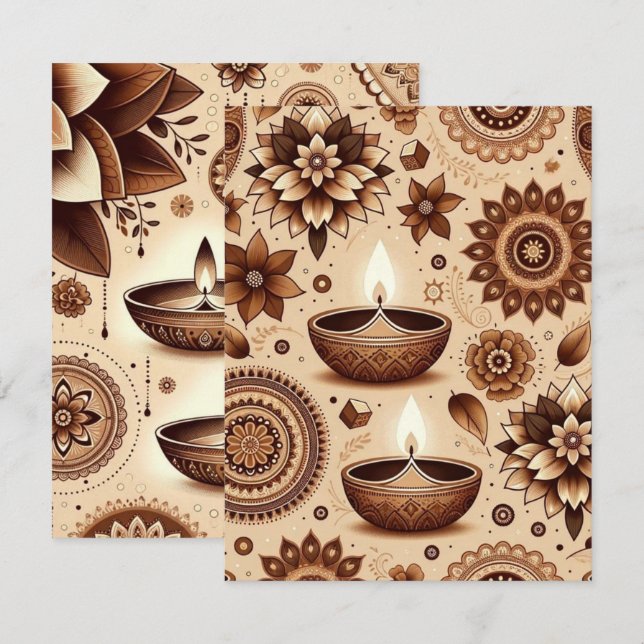 Invitation Bronze et Diwali or Imprimable Papier à papier pou (Devant / Derrière)