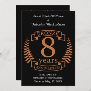 Invitation Bronze huitième anniversaire mariage 8 ans