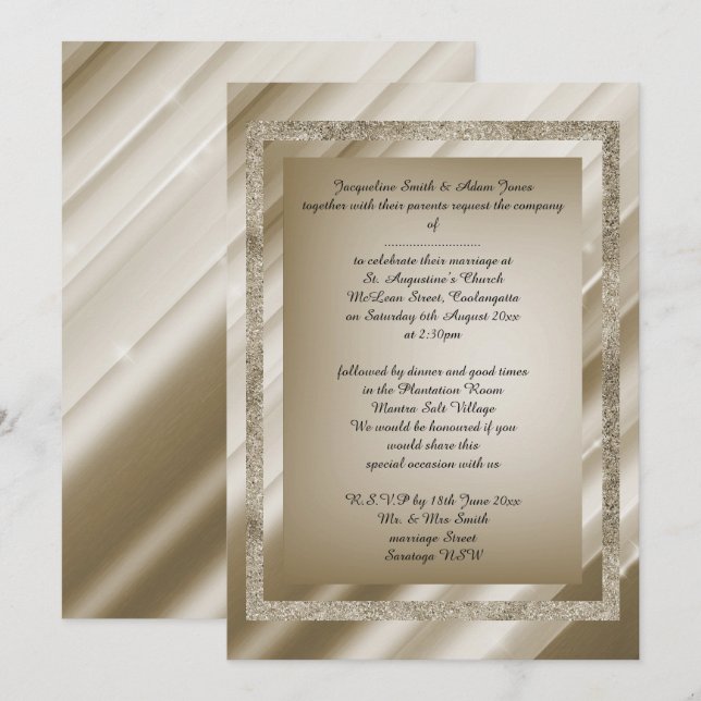 Invitation Bronze Multi Patternes élégante papeterie de maria (Devant / Derrière)