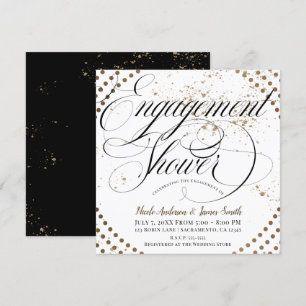 Invitation Bronze Noir Moderne Chic Fiançailles Douche Party