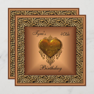 Invitation Bronze sauvage Bijou de coeur Or élégant 40e anniv