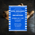 Invitation Brosse Bleu Bat mitzvah de la barre personnalisée<br><div class="desc">Carte parfaite pour annoncer un bat mitzvah, bar mitzvah ou une autre célébration juive ! L'art abstrait fait main avec des coups de pinceau lâche pour vous à l'avant et à l'arrière! ENTIÈREMENT PERSONNALISABLE ! Cliquez sur "Personnaliser" ci-dessus pour modifier le texte. Cliquez sur "modifier à l'aide de l'outil de...</div>