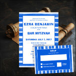 Invitation Brosse Bleu Bat mitzvah de la barre personnalisée<br><div class="desc">Carte parfaite pour annoncer un bat mitzvah, bar mitzvah ou une autre célébration juive ! L'art abstrait fait main avec des coups de pinceau lâche pour vous à l'avant et à l'arrière! ENTIÈREMENT PERSONNALISABLE ! Cliquez sur "Personnaliser" ci-dessus pour modifier le texte. Cliquez sur "modifier à l'aide de l'outil de...</div>