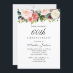 Invitation Brosse de Pêche Botanique Floral 60e anniversaire<br><div class="desc">Plus joli fleurs Invitations d'anniversaire dans le Little Bayleigh Store!</div>