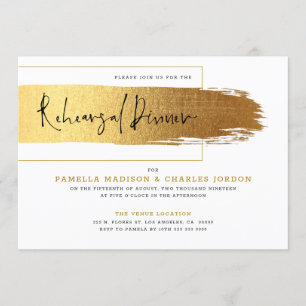 Invitation Brosse d'or typographie noire moderne
