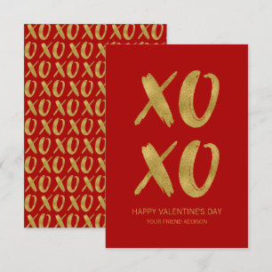 Invitation Brosse Gold Foil XOXO Classroom Valentine Card