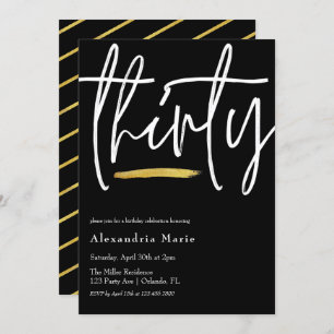 Invitation Brosse minimale d'or moderne 30e anniversaire