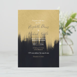 Invitation Brosse moderne traits Gold Black Design