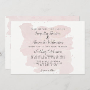 Invitation Brosse rose simple moderne Traces d'aquarelle