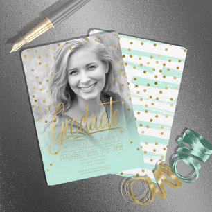 Invitation Brosse Trucs & Confetti Mint Green/Gold ID511