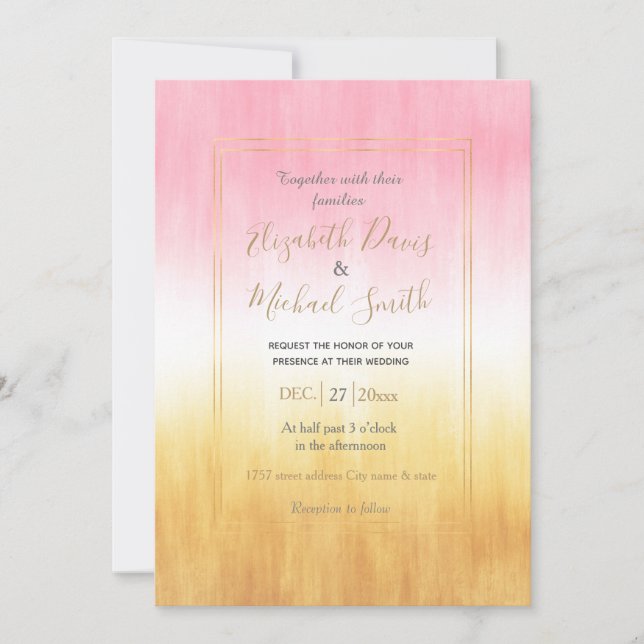 Invitation Brosses jaunes roses modernes Ombre (Devant)
