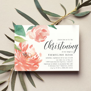 Invitation Brouillard Peony Watercolor Floral Christening