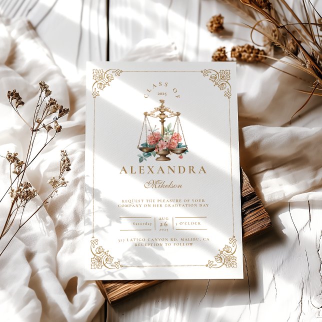 Invitation Brouillard rose Floral Law School (Créateur téléchargé)