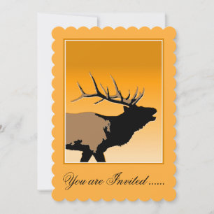 Invitation Brouillonnant Bull Elk au coucher du soleil Art or