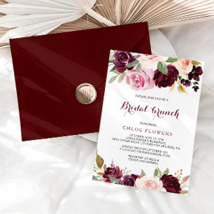 Invitation Broussaillement vert Bourgogne Floral Bridal Brunc