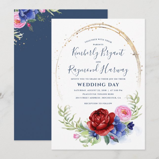 Invitation Brousse de la marine de Bourgogne et Mariage de la (Devant / Derrière)