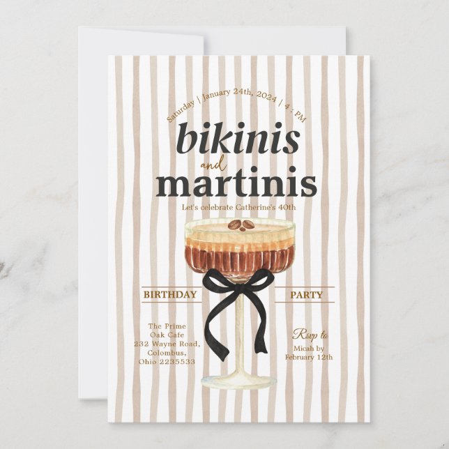 Invitation Brown A Tini Bit Older Party Espresso Martini  (Devant)